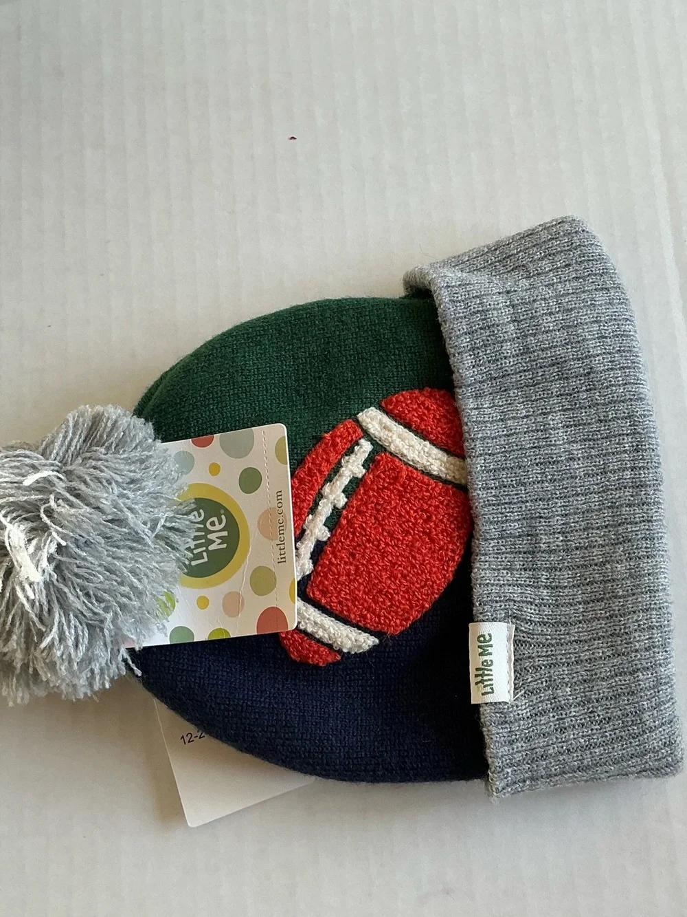 Little Me Football Knit Hat/Mittens Bundle